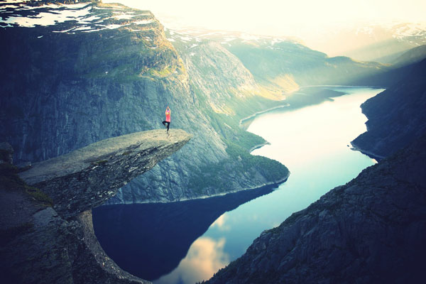Yoga on a cliff